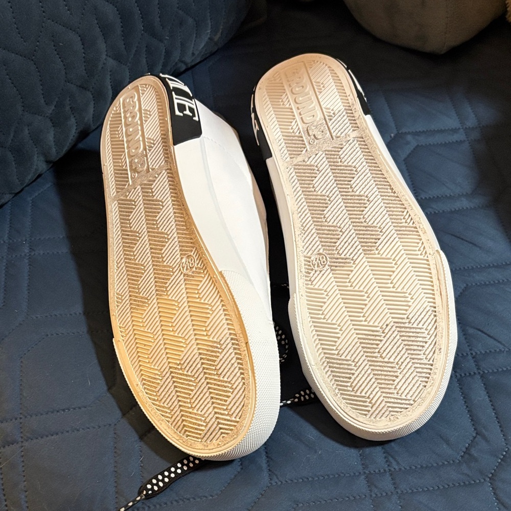 Disney White Sneakers with Black Polka Dot Laces and Red Accent - Picture 8 of 11